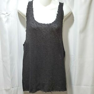 Ecote gray distressed laganlook knit tank top S